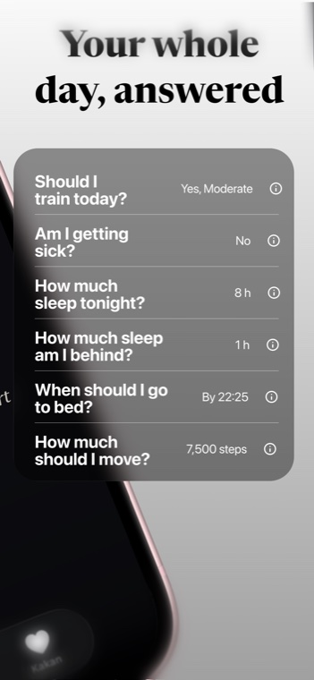Your whole day, answered — train, sickness, sleep and movement