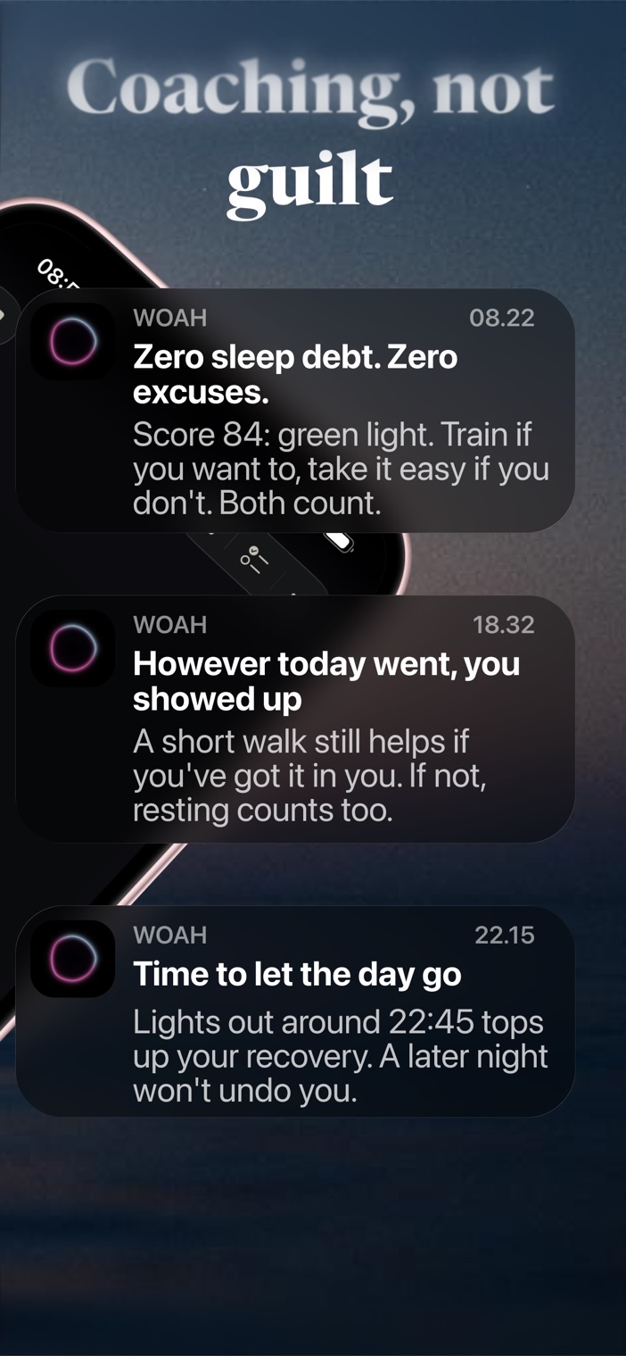 Coaching, not guilt — calm, personal daily notifications